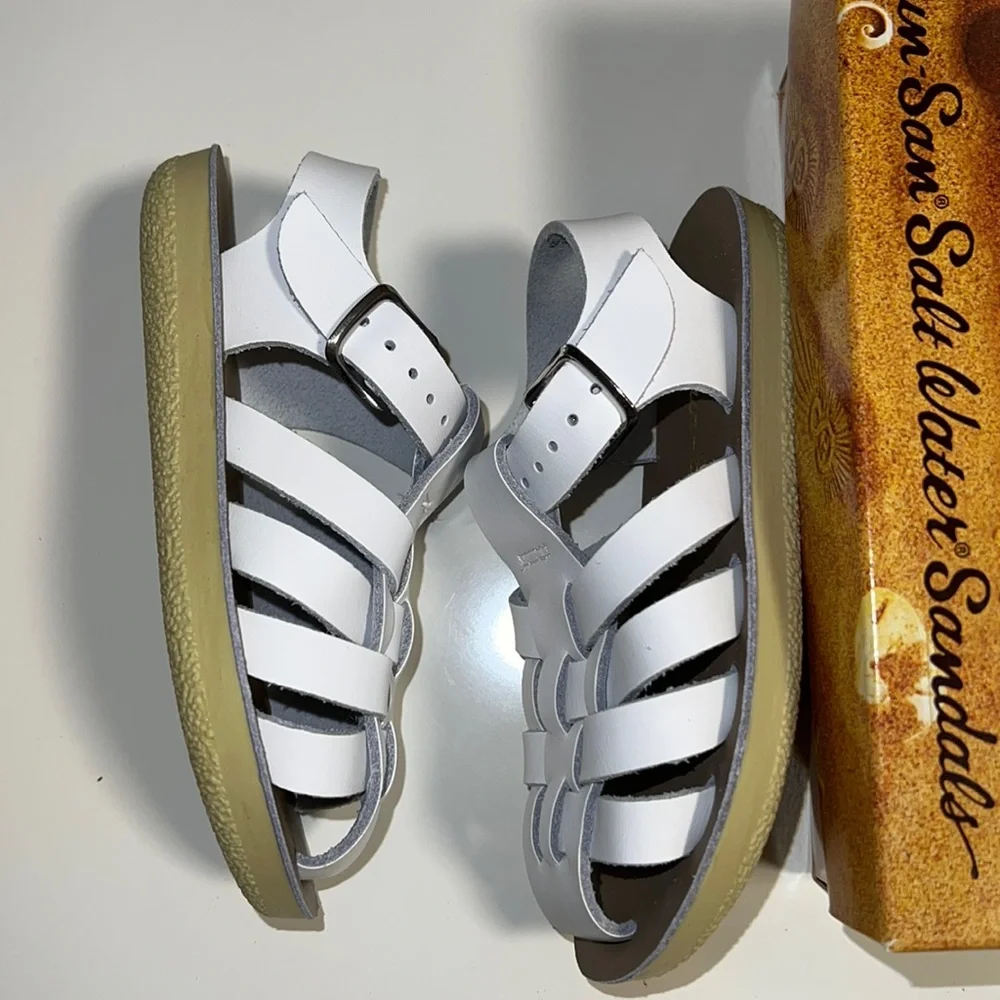 AUTH NIB Salt Water Sandal by Hoy Shoes Sun-San - Sailors WHITE